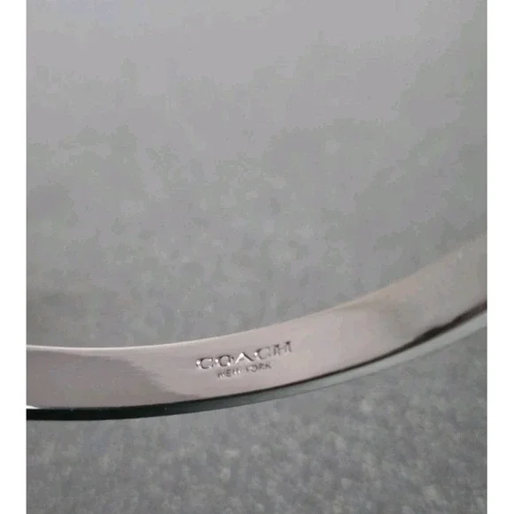 NWOT COACH Hematite Signature Sculpted C Bangle Bracelet Silver Metallic - Picture 3 of 4
